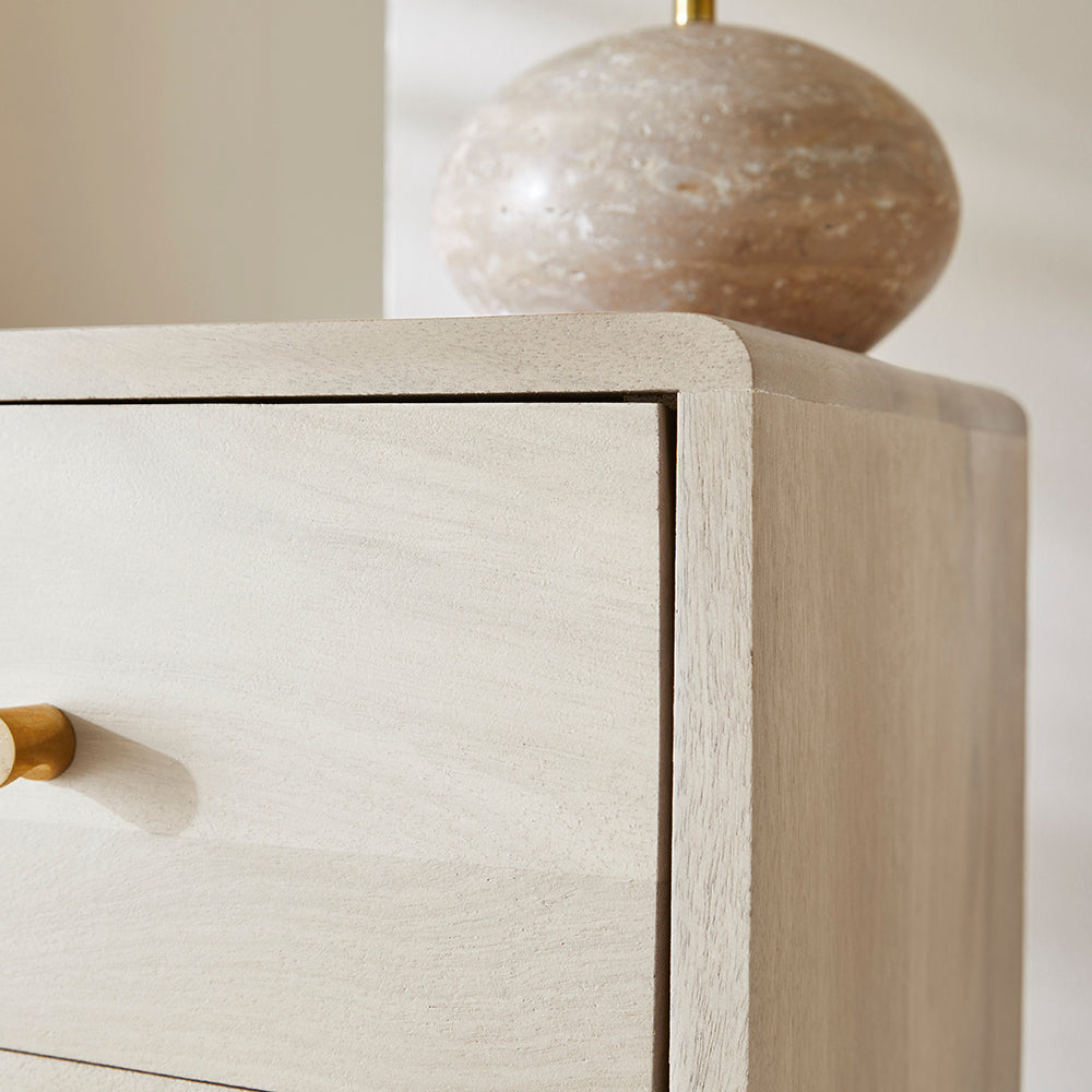 Fishe & Lilly Minimalist Mango Wood White Logan Narrow Bedside Table