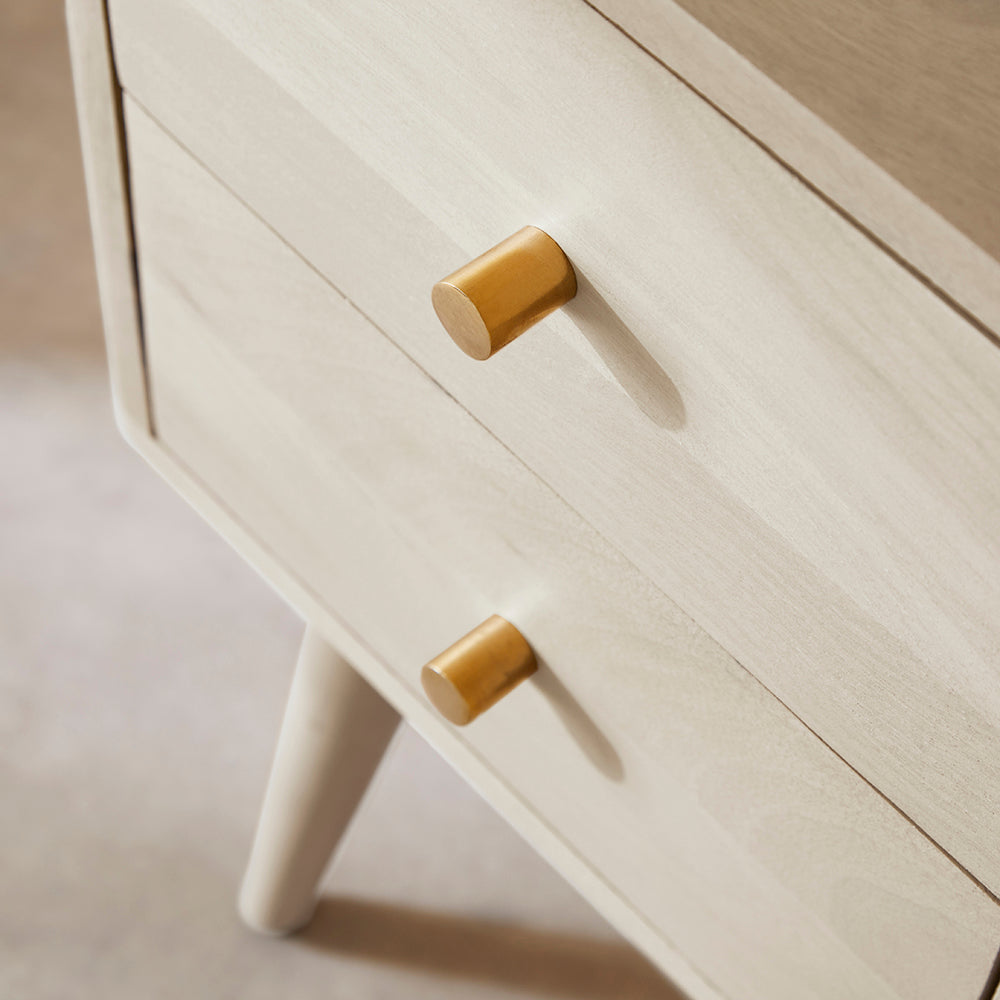 Fishe & Lilly Minimalist Mango Wood White Logan Narrow Bedside Table