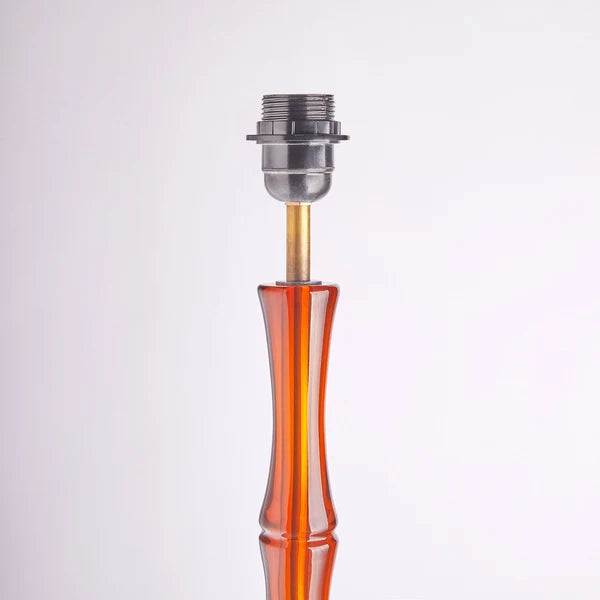 Top detail of Pooky - Bamboo Floor Lamp Base - Amber Polished Resin - Without Lampshade
