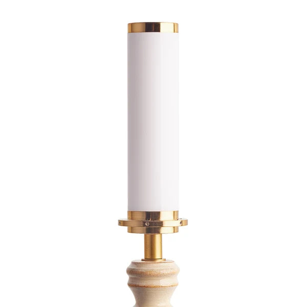Detail of Pooky - Otto Rechargeable Standing Lamp Base - Cream - Without Lampshade with brass trim