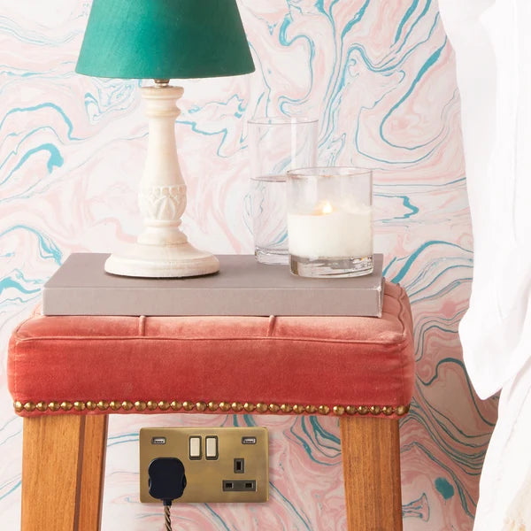 Pooky - Florence Two Gang Switched Socket and Dual USB Outlet - Brass
