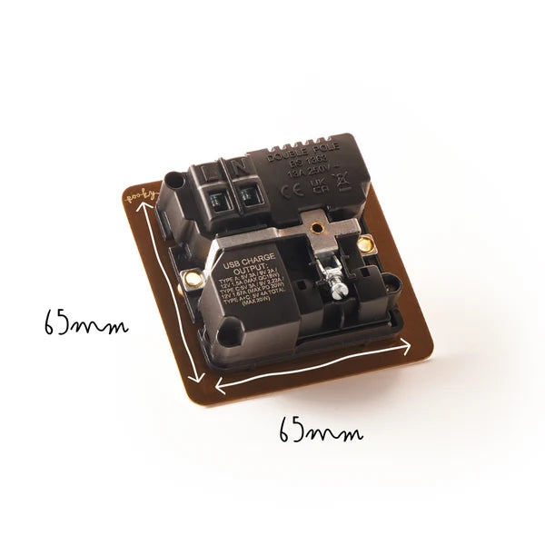 Pooky - Lucian Single Socket With USB Type A & C and Black Inserts - Top Brass