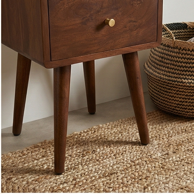 Fishe & Lilly Scandinavian Walnut Logan Narrow Bedside Table