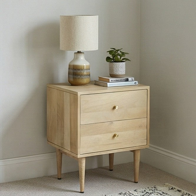 Fishe & Lilly Minimalist Mango Wood Oslo Bedside Table