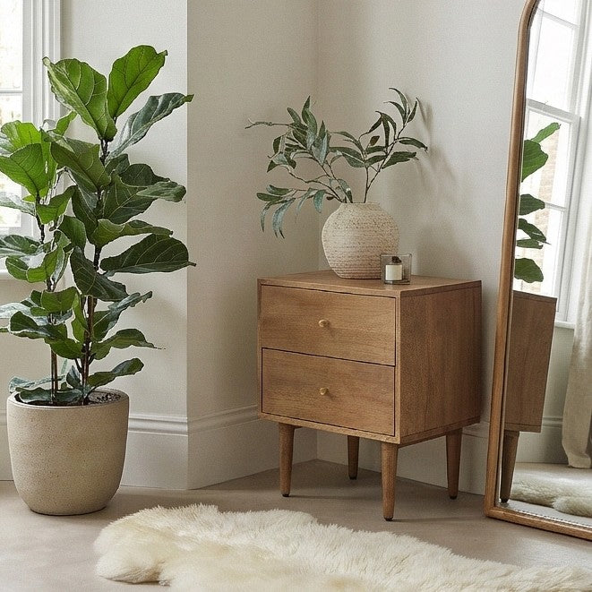 Fishe & Lilly Scandinavian Light Walnut Oslo Bedside Table