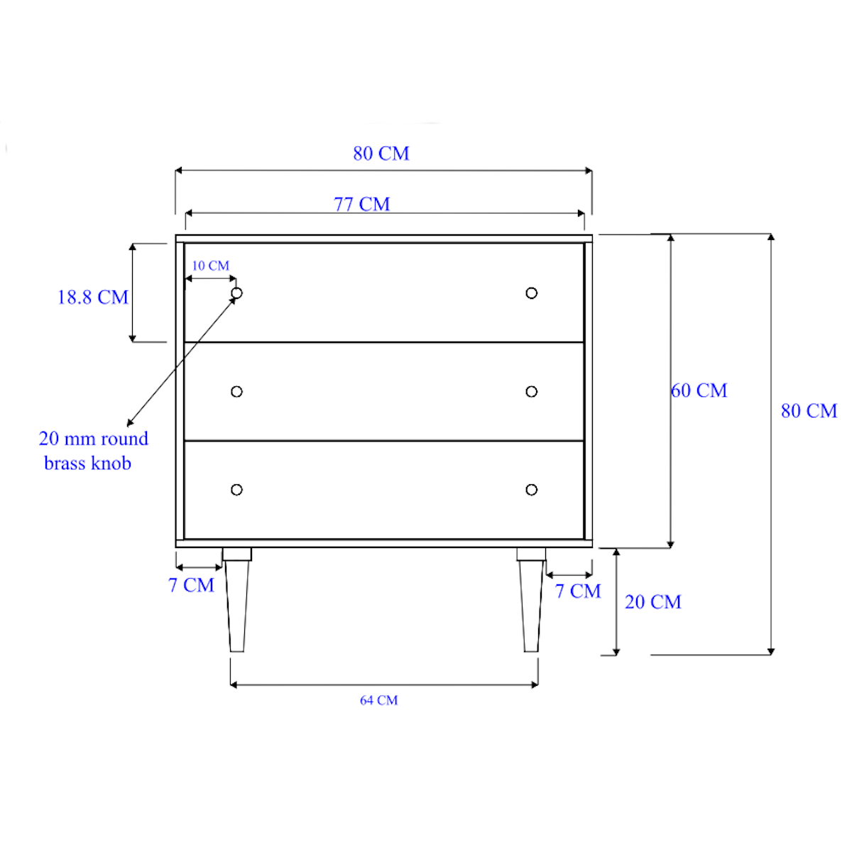 Fishe & Lilly Minimalist Mango Wood Light Oak Oslo Chest of 3 Drawers