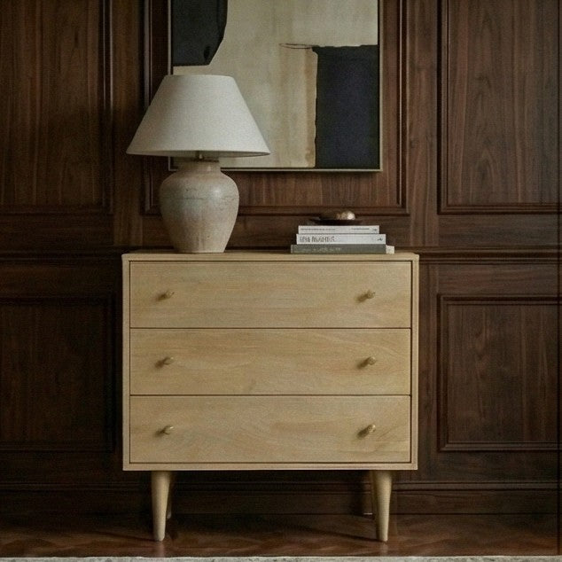 Fishe & Lilly Minimalist Mango Wood Light Oak Oslo Chest of 3 Drawers