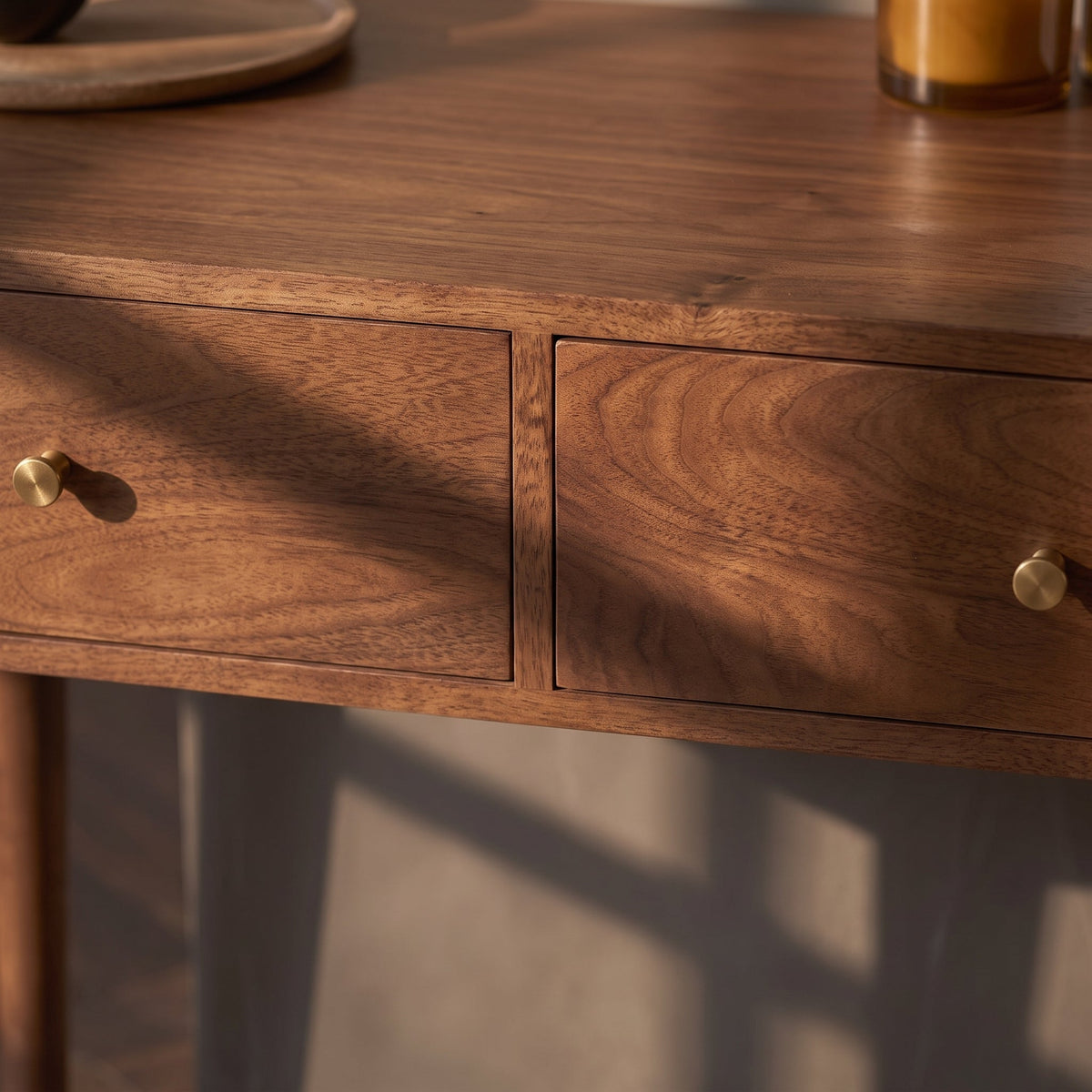 Fishe & Lilly Scandinavian Walnut Oslo Console, Dressing Table, and Desk