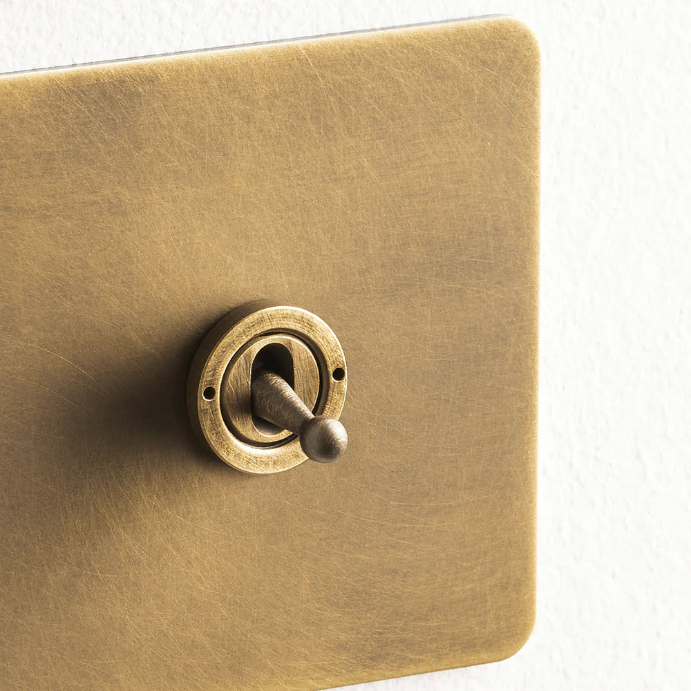 Pooky Lucian One Gang Intermediate Toggle Switch in Aged Brass