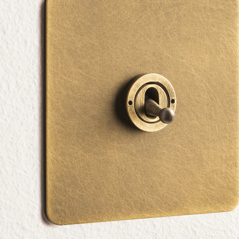 Pooky Lucian One Gang Intermediate Toggle Switch in Aged Brass