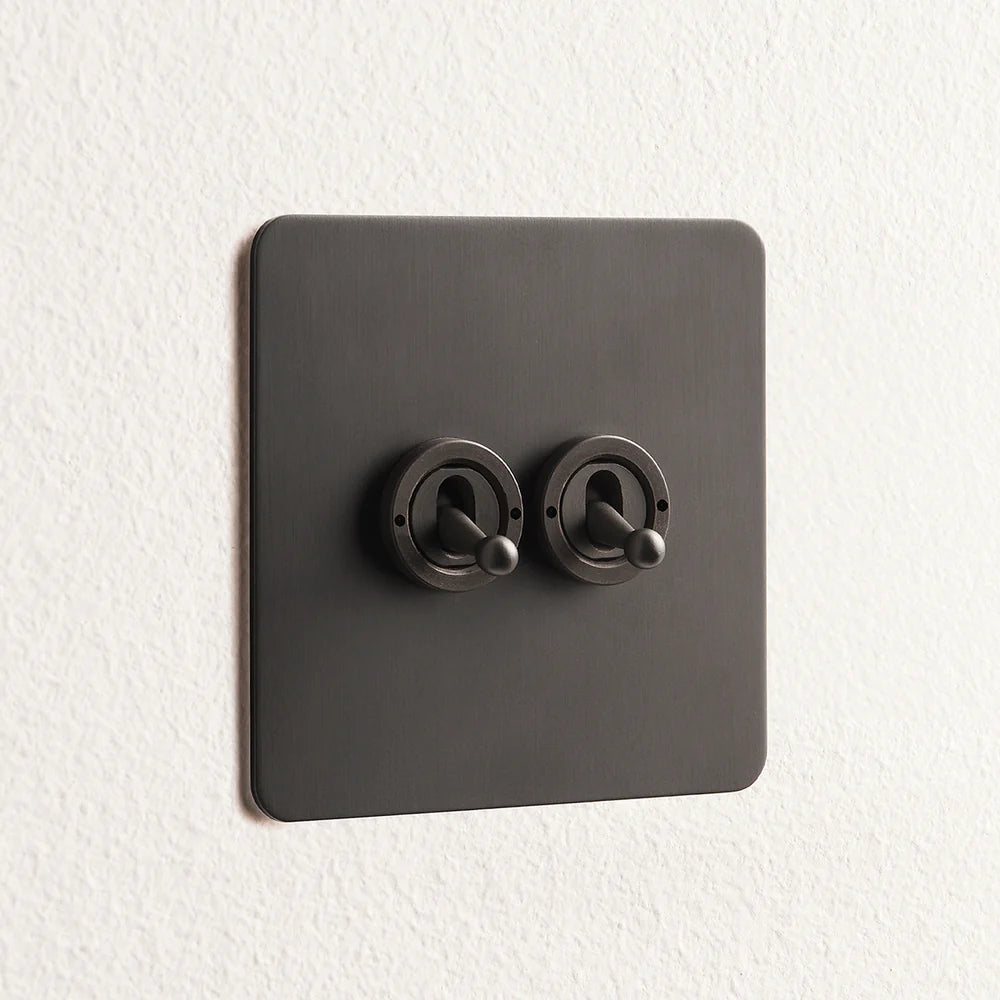 Pooky Lucian Two Gang Intermediate Toggle Switch in Bronze