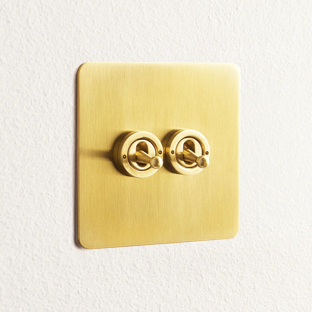 Pooky Lucian Two Gang Intermediate Toggle Switch in Top Brass
