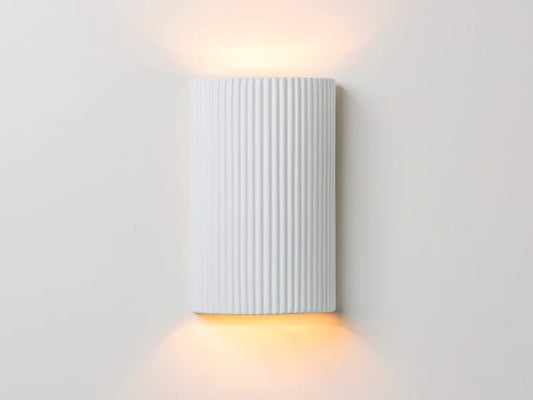 Houseof White Ribbed Ceramic Pillar IP44 Wall Light
