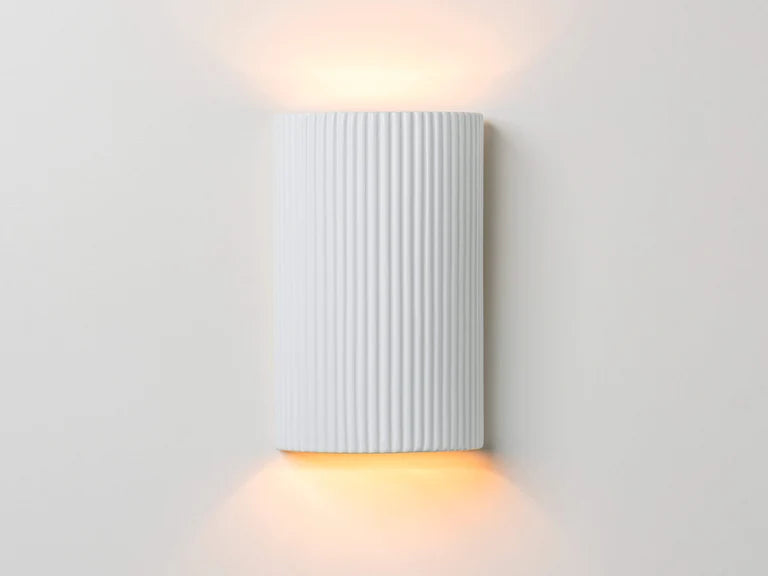 Houseof White Ribbed Ceramic Pillar IP44 Wall Light