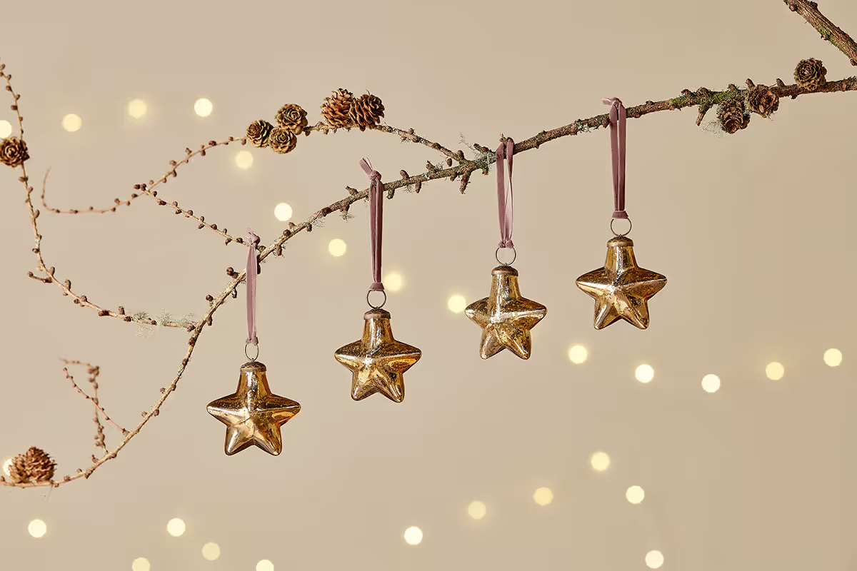 Nkuku - Sardi Star Baubles - Gold (Set of 4)