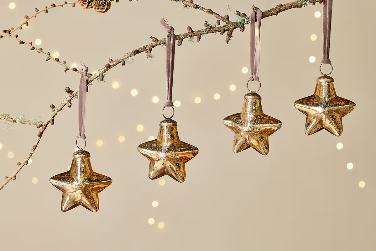 Nkuku - Sardi Star Baubles - Gold (Set of 4)
