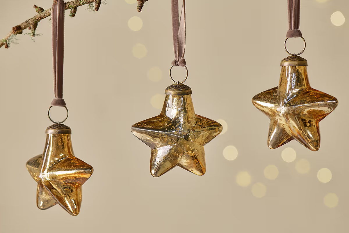 Nkuku - Sardi Star Baubles - Gold (Set of 4)