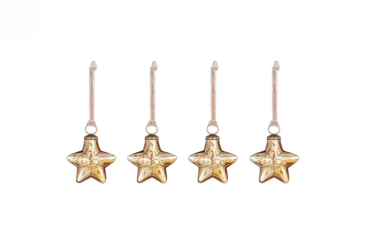 Nkuku - Sardi Star Baubles - Gold (Set of 4)