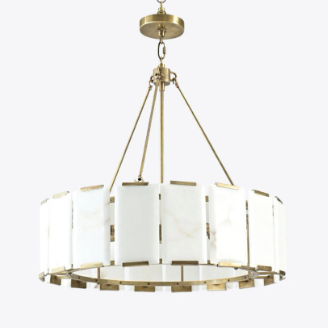 Pure White Lines - Winnie Alabaster Chandelier - Small
