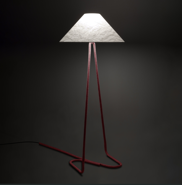 Contardi Hat Floor Lamp - Tyvek Shade - Japanese Red Rope Frame