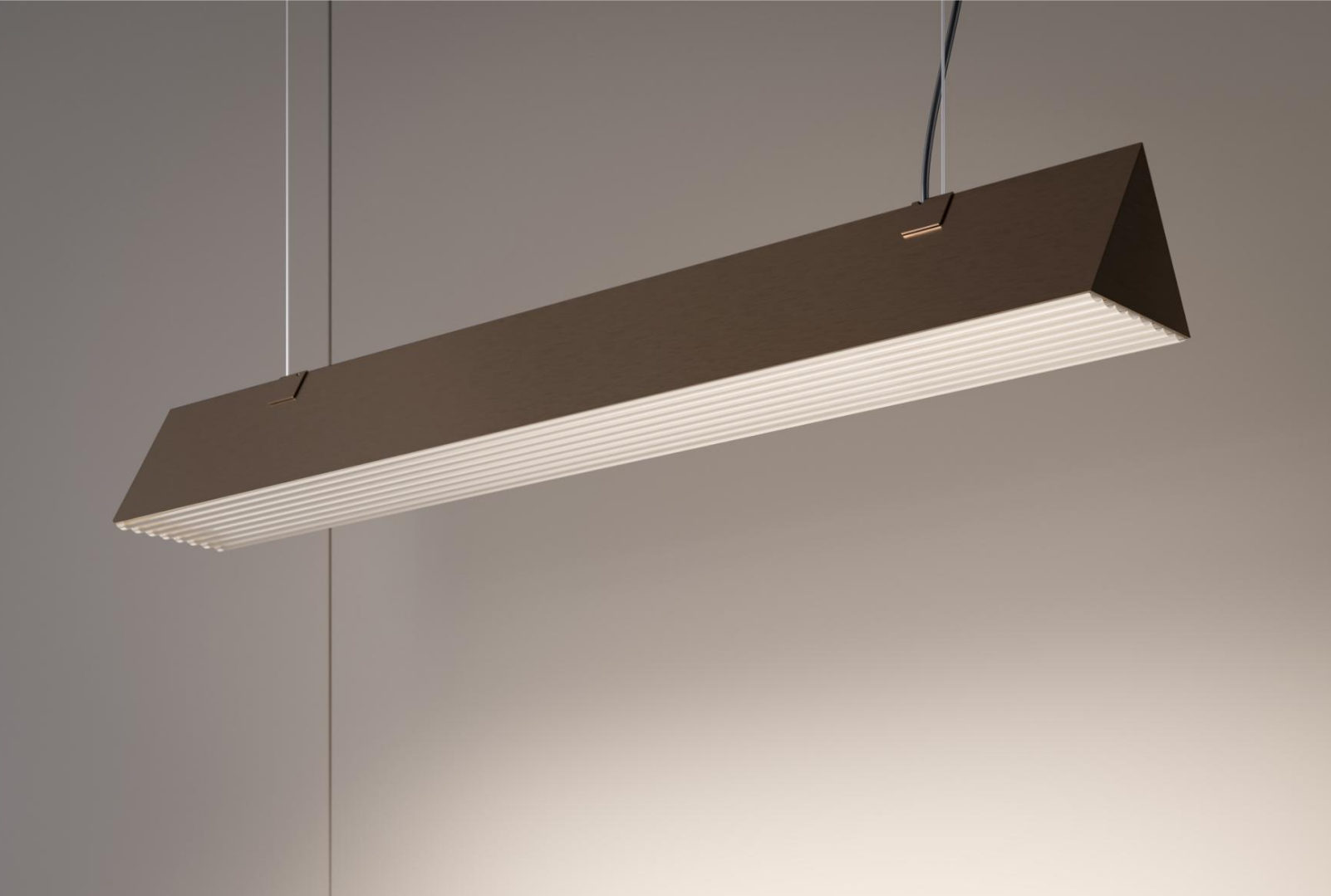 Contardi Lighting Stick Suspension Lamp - Small l.900 - Brushed Bronze-Nickel - Ribbed Plexiglass