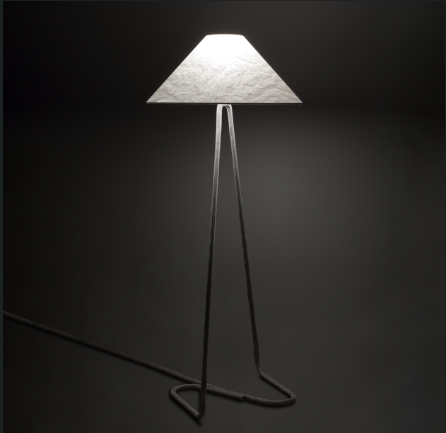Contardi Hat Floor Lamp - Tyvek Shade - Graphite Gray Rope Frame