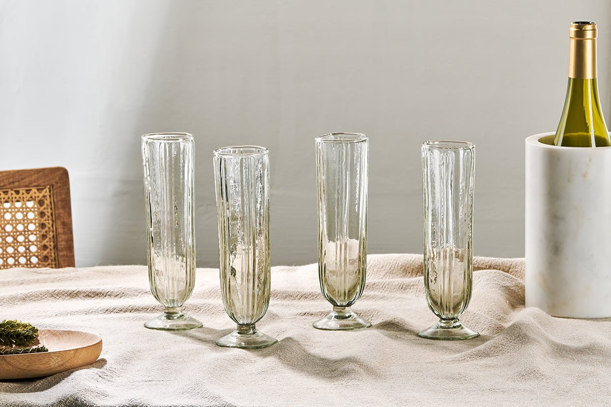 Nkuku - Sigiri Champagne Glass - Clear - (Set of 4)