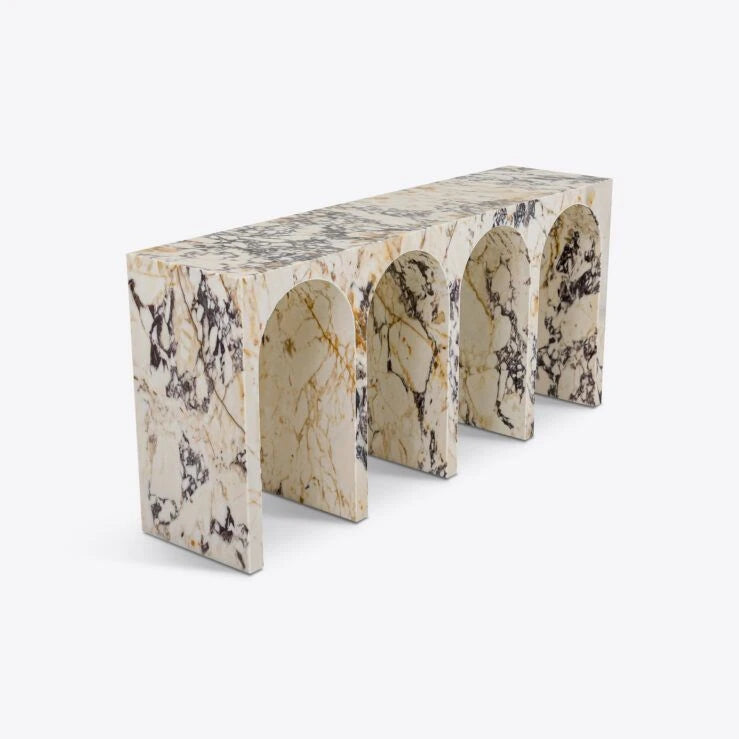 Pure White Lines Siren Viola Marble Console Table