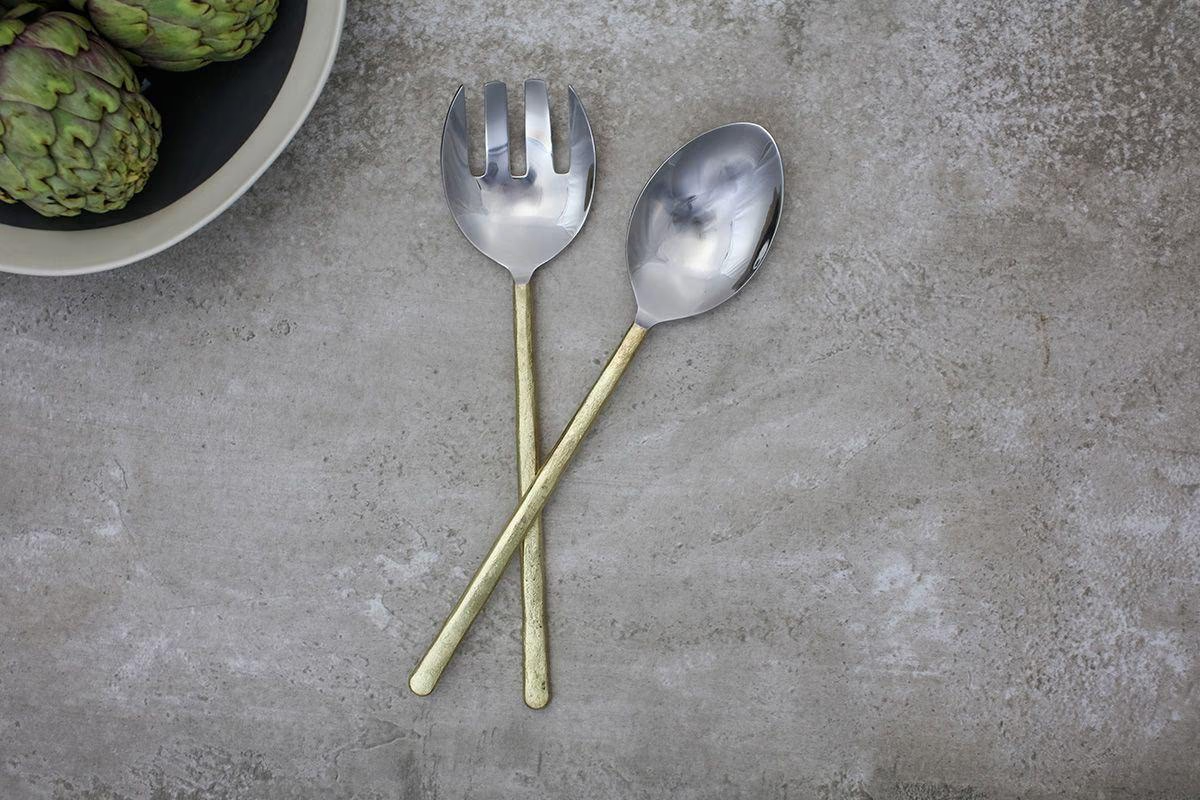 Nkuku - Sirkali Salad Server Set - Brushed Gold (Set of 2)