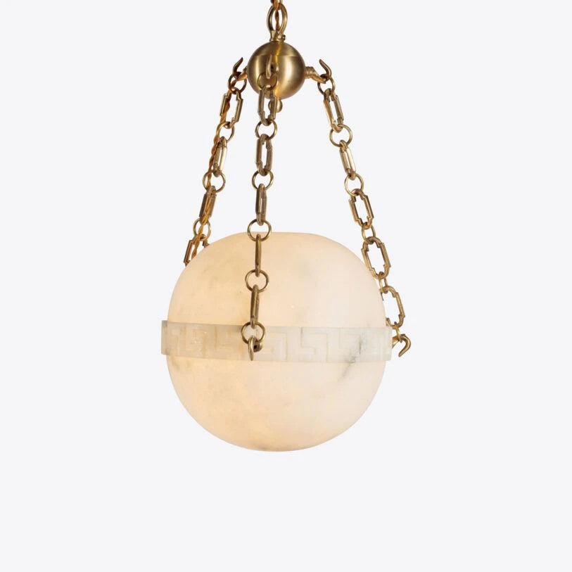 Pure White Lines Elissa Alabaster Pendant - Small