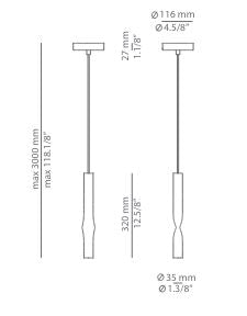 Estiluz Flow pendant light small T-3734S with surface canopy