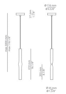 Estiluz Flow pendant light medium T-3735S with surface canopy