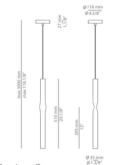 Estiluz Flow pendant light large T-3736S with surface canopy