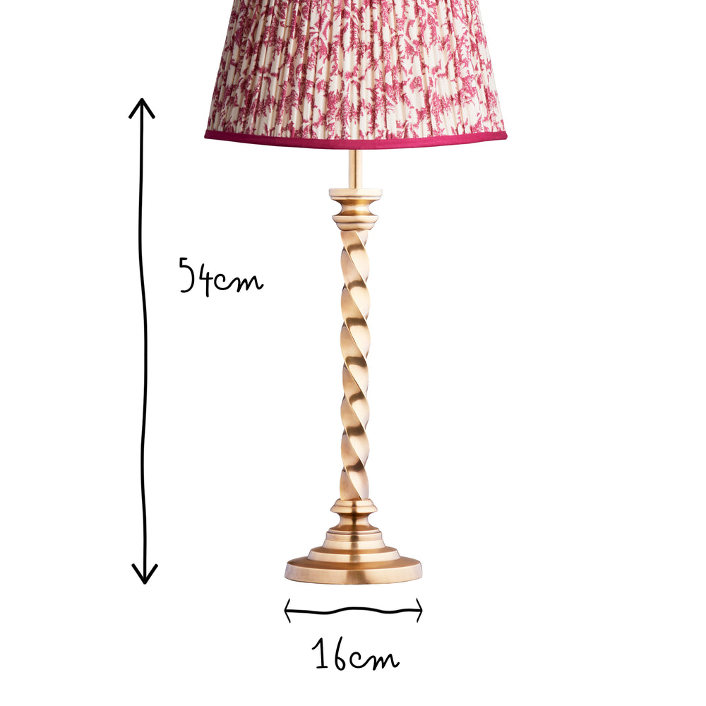 Dimensions of Pooky - Cavendish Table Lamp Base - Aged Brass, showing 54cm height and 16cm width.