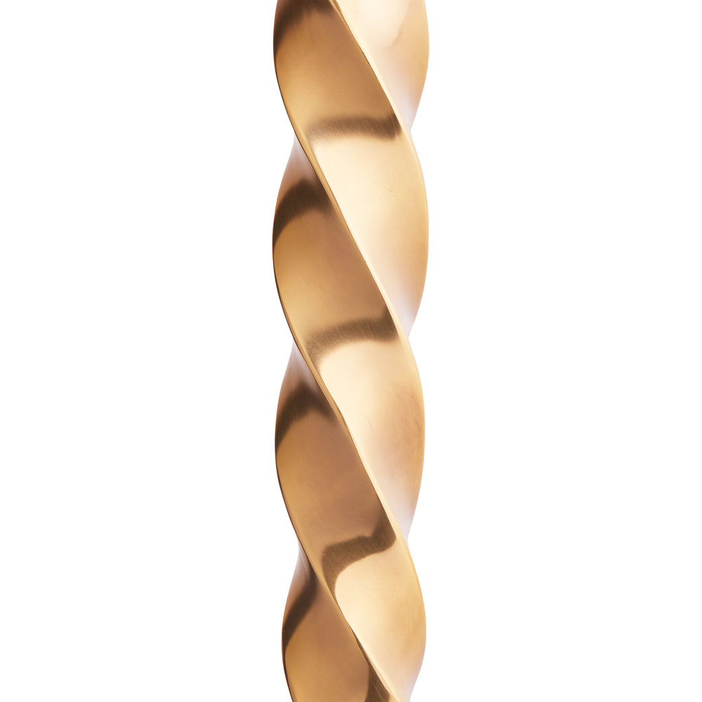 Close-up of the twisted brass stem on the Pooky - Cavendish Table Lamp Base - Aged Brass.