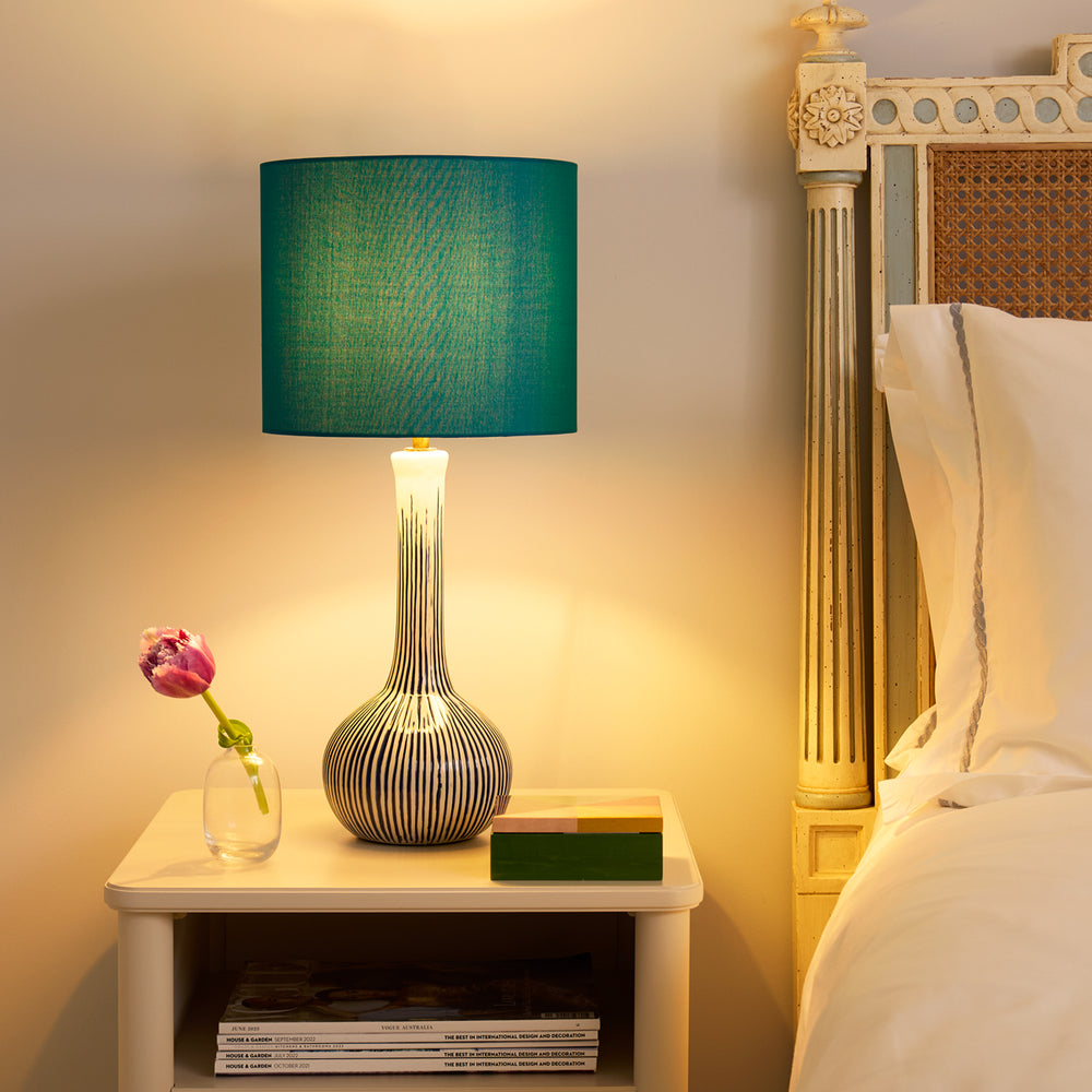 Pooky - Ellie Table Lamp Base - Blue and White Stripes