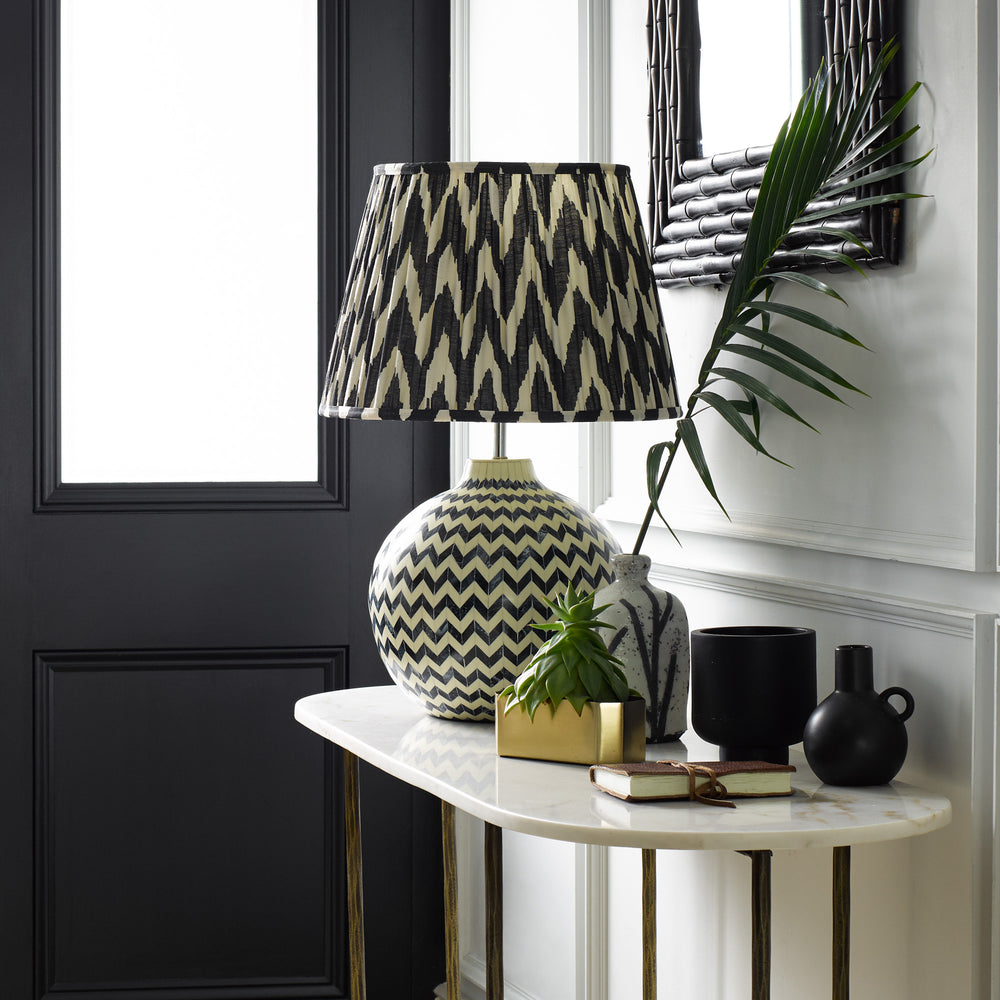 Pooky - Jaggery Table Lamp Base - Navy and Off White Bone