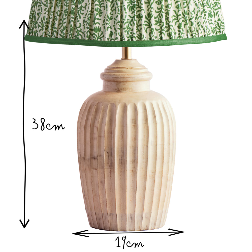 Pooky - Smaller Marcie Table Lamp Base - Natural Whitewash measuring 38cm tall and 19cm wide.