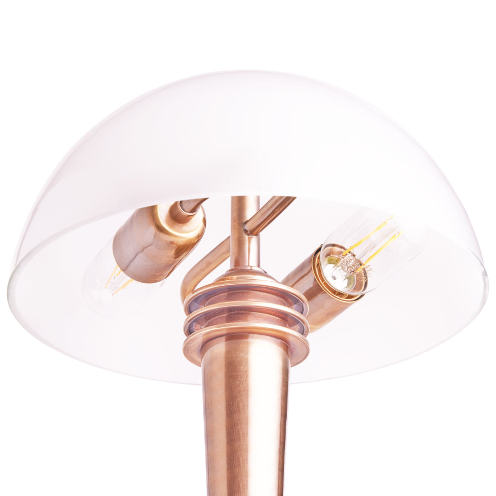 Close-up of the Art Deco Pooky - Pietro Table Lamp - Brass and Glass showing its bulbs.