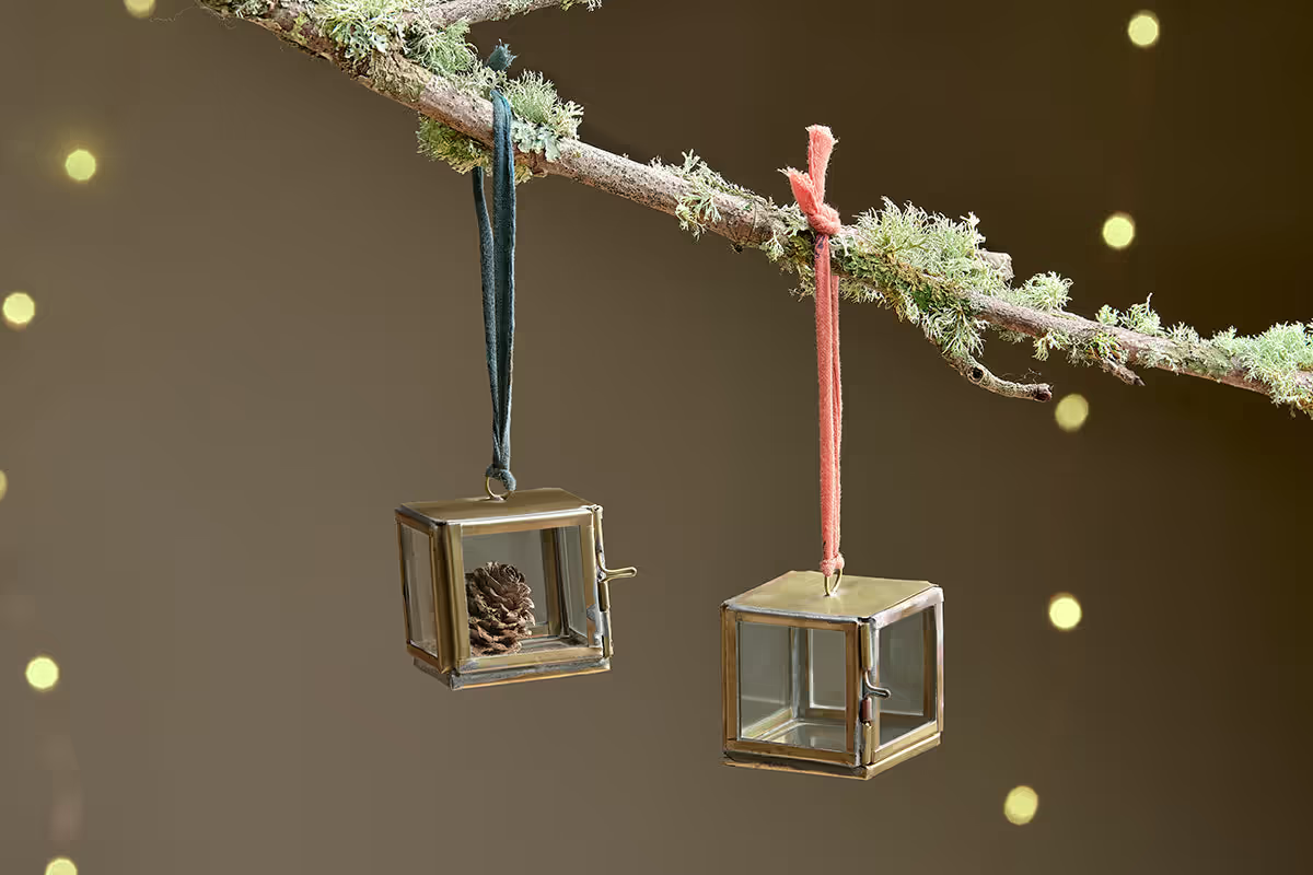 Nkuku - Tiny Kiko Box Decorations - Antique Brass (Set of 2)