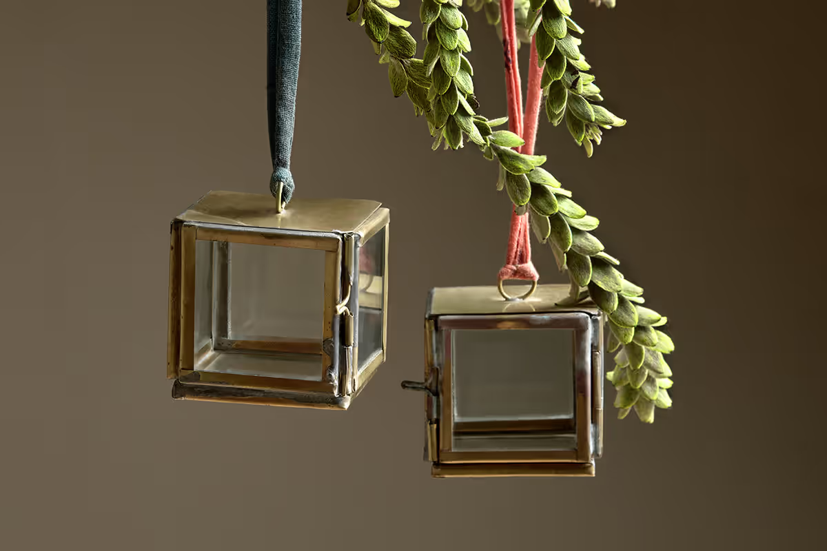 Nkuku - Tiny Kiko Box Decorations - Antique Brass (Set of 2)
