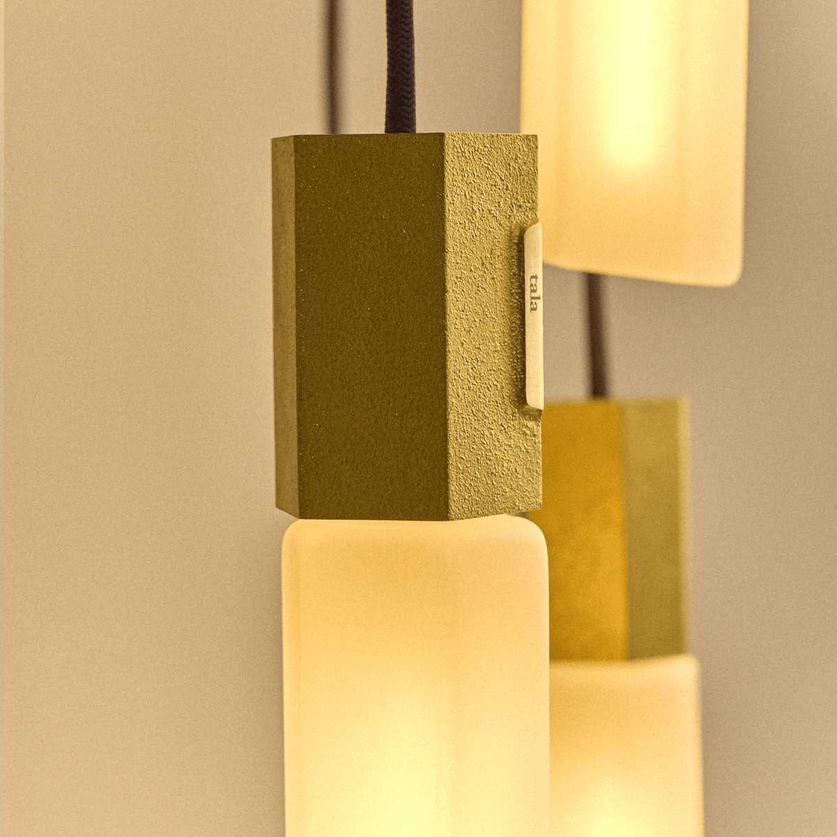 Tala Basalt Triple Pendant in Brass