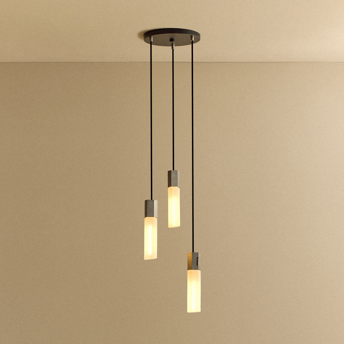 Tala Basalt Triple Pendant in Stainless Steel