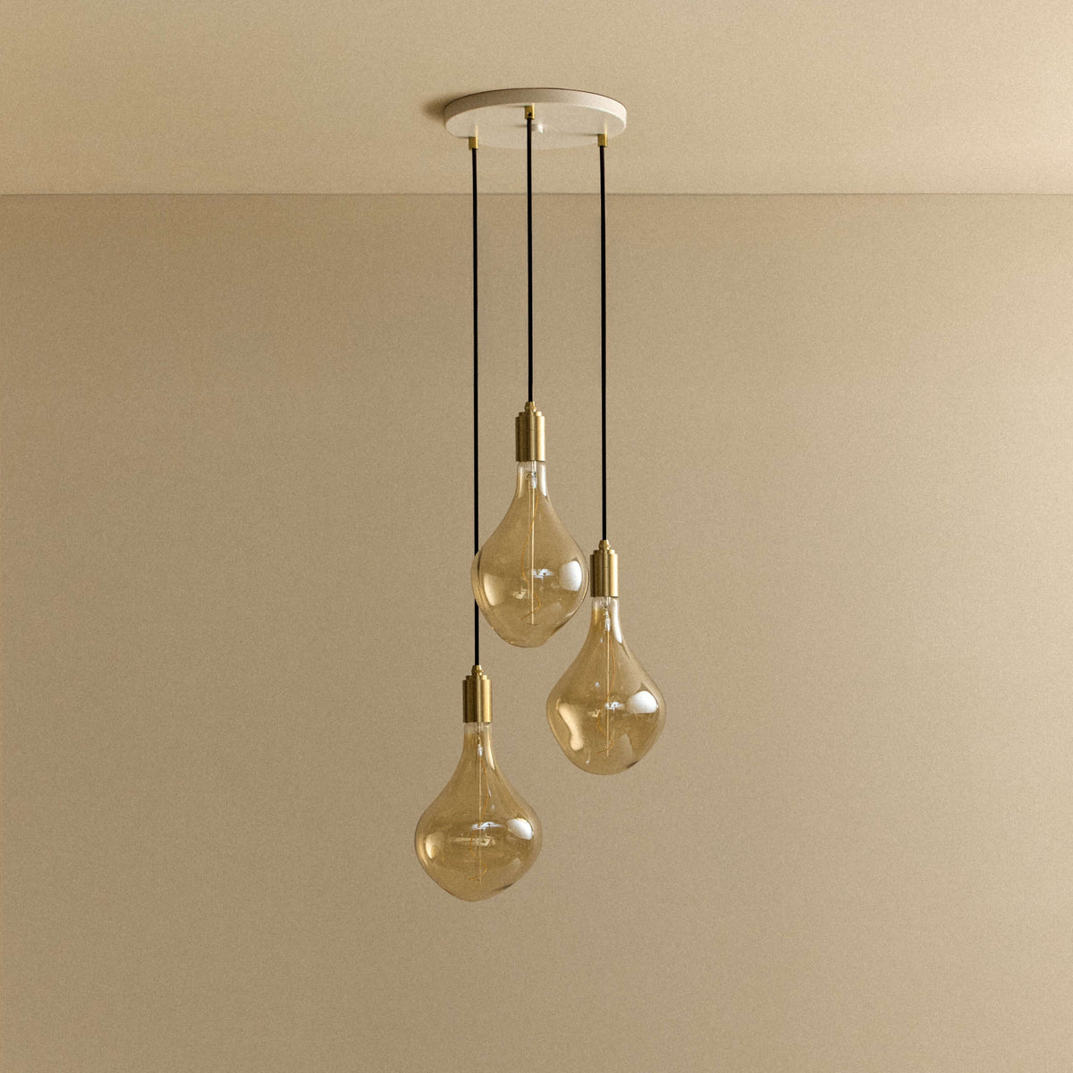 Tala Triple Pendant in Brass + Voronoi II