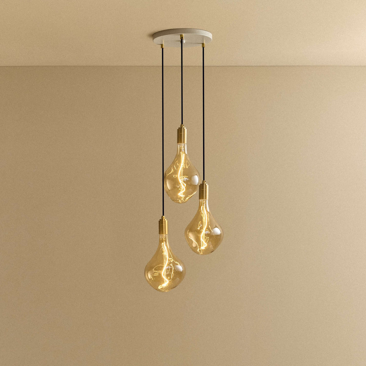 Tala Triple Pendant in Brass + Voronoi II