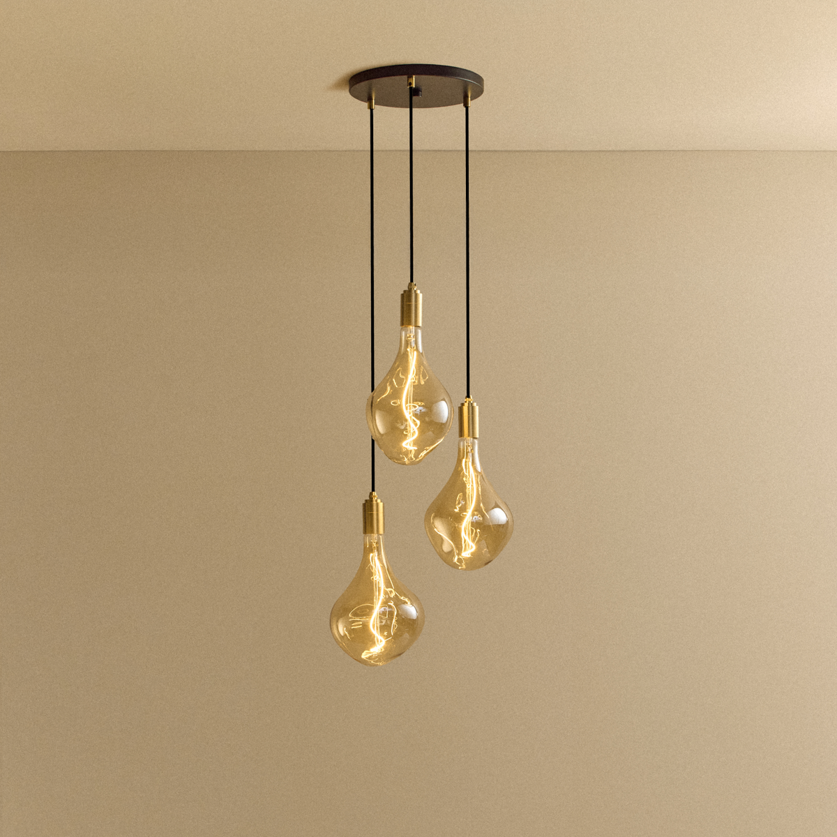 Tala Triple Pendant in Brass + Voronoi II