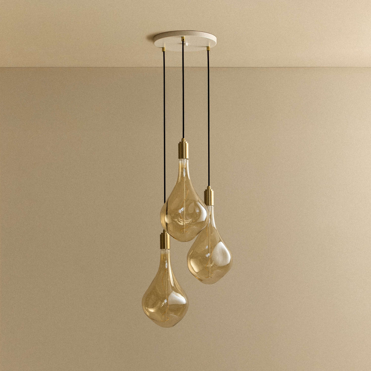 Tala Triple Pendant in Brass + Voronoi III