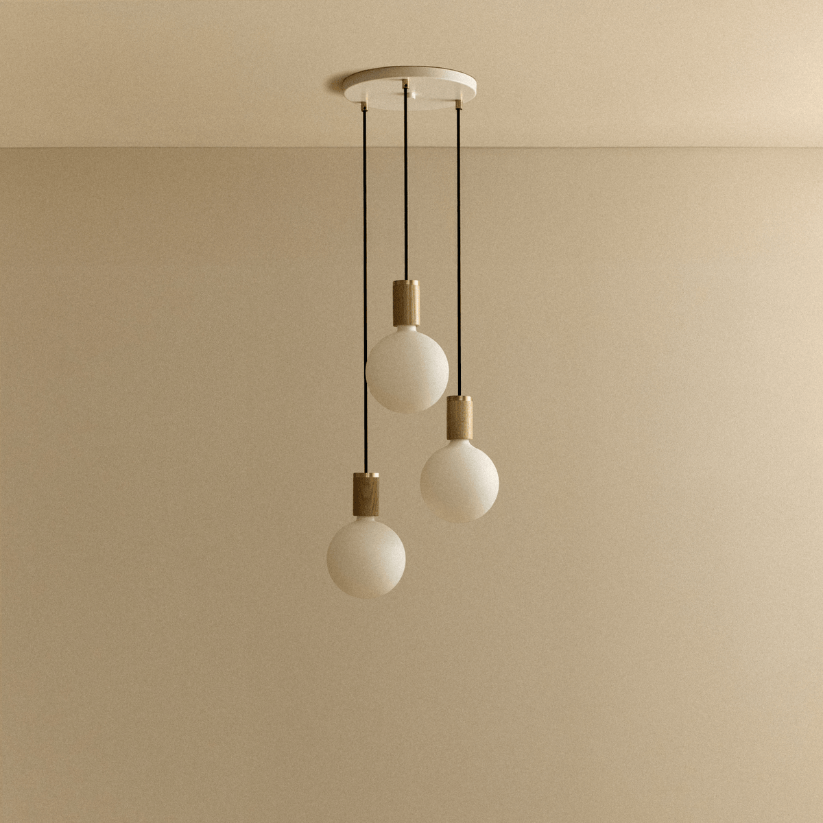Tala Triple Pendant in Oak + Sphere IV