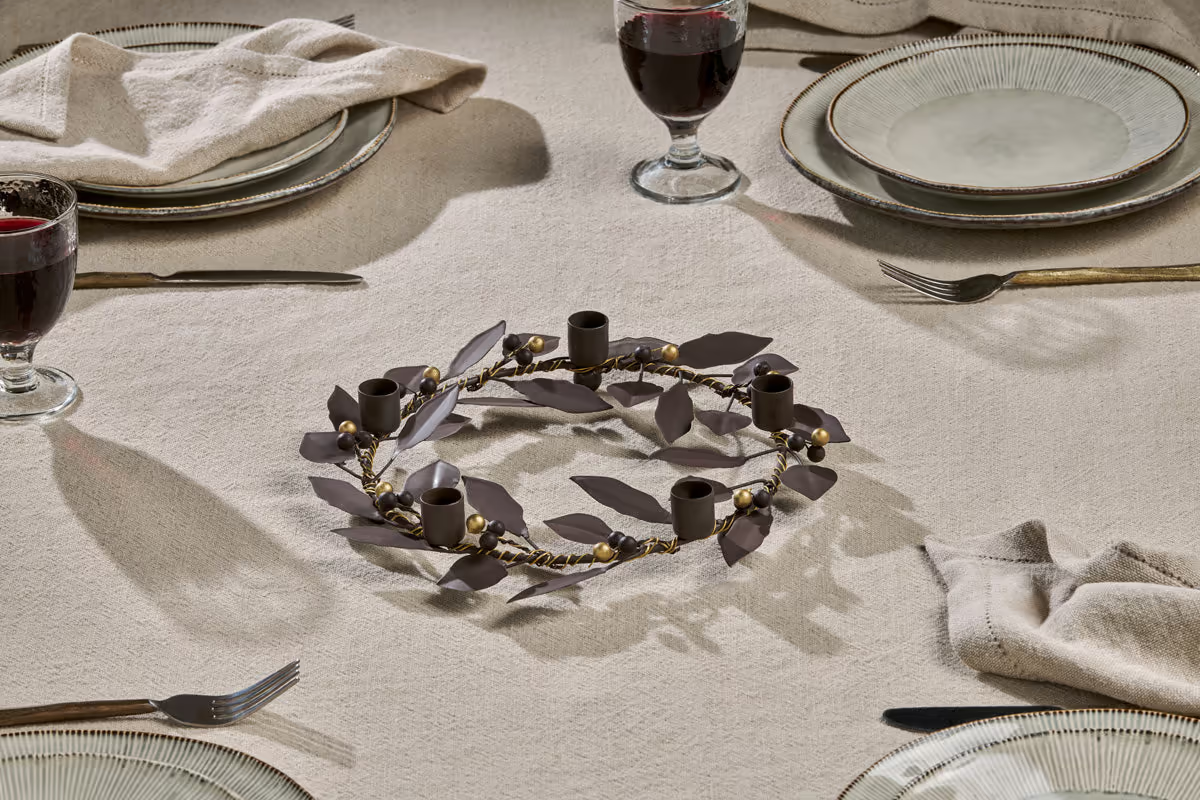 Nkuku - Tula Garland Candle Holder - Brass & Rust