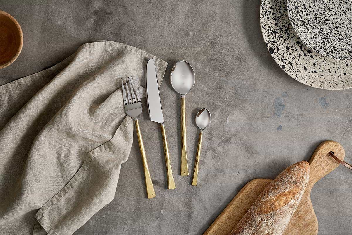 Nkuku - Usa Cutlery Set - Brushed Gold (Set of 16)